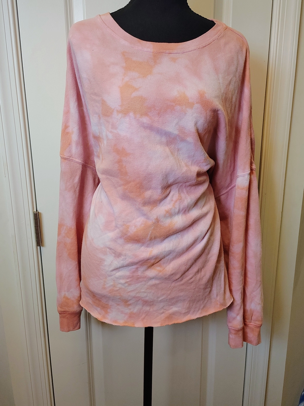 GreenTea Pink and Peach Tie-Dye Long Sleeve Tee